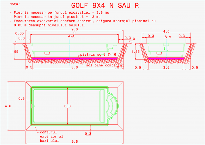 Golf 9x4 scara dreapta versiunea 1 schema excavatie